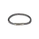 Cudworth Stainless Steel Curb Link Chain & Blue Cord Bracelet